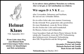 Anzeige von Helmut Klaus von MGO