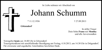 Anzeige von Johann Schumm von MGO