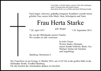 Anzeige von Herta Starke von MGO