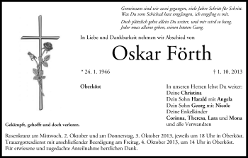 Anzeige von Oskar Förth von MGO