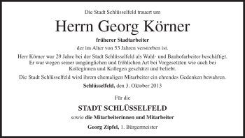 Anzeige von Georg Körner von MGO