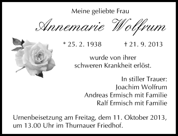 Anzeige von Annemarie Wolfrum von MGO