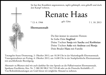 Anzeige von Renate Haas von MGO