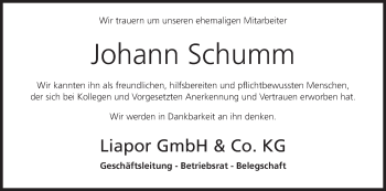 Anzeige von Johann Schumm von MGO
