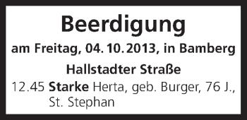 Anzeige von Herta Starke von MGO