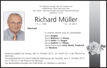 Anzeige von Richard Müller von MGO