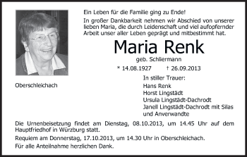 Anzeige von Maria Renk von MGO