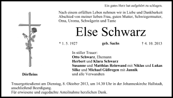 Anzeige von Else Schwarz von MGO