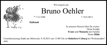 Anzeige von Bruno Oehler von MGO