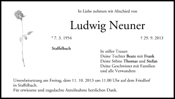 Anzeige von Ludwig Neuner von MGO
