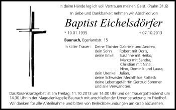 Anzeige von Baptist Eichelsdörfer von MGO