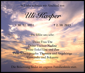 Anzeige von Uli Kasper von MGO