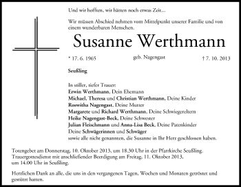 Anzeige von Susanne Werthmann von MGO
