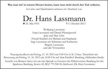 Anzeige von Hans Lassmann von MGO