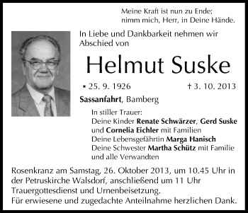 Anzeige von Helmut Suske von MGO