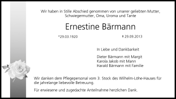Anzeige von Ernestine Bärmann von MGO