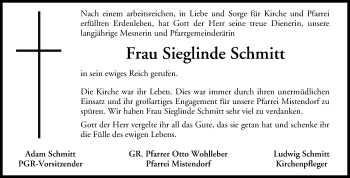 Anzeige von Sieglinde Schmitt von MGO