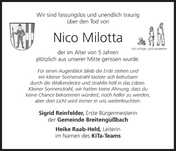 Anzeige von Nico Milotta von MGO
