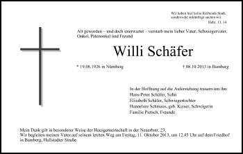 Anzeige von Willi Schäfer von MGO
