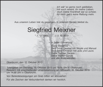 Anzeige von Siegfried Meixner von MGO