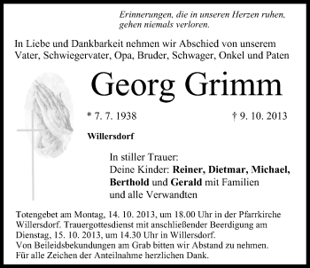 Anzeige von Georg Grimm von MGO