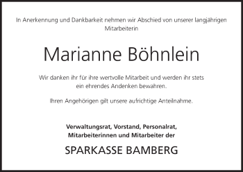 Anzeige von Marianne Böhnlein von MGO