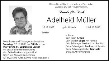 Anzeige von Adelheid Müller von MGO