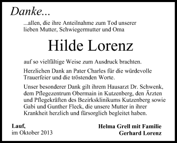 Anzeige von Hilde Lorenz von MGO