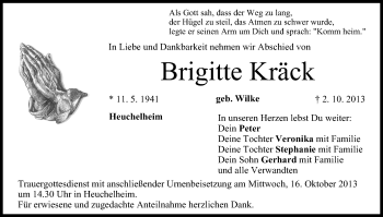 Anzeige von Brigitte Kräck von MGO