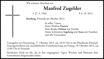 Anzeige von Manfred Zugelder von MGO