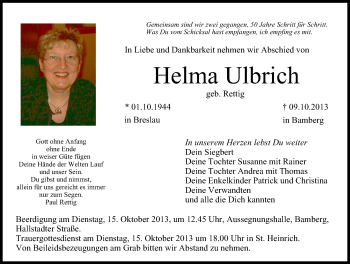 Anzeige von Helma Ulbrich von MGO