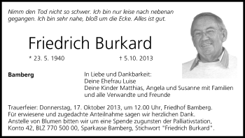 Anzeige von Friedrich Burkard von MGO