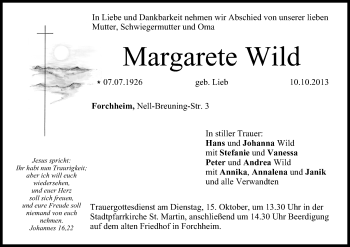 Anzeige von Margarete Wild von MGO