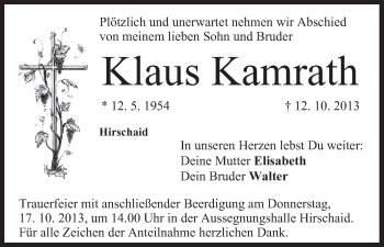 Anzeige von Klaus Kamrath von MGO