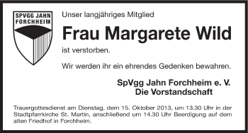 Anzeige von Margarete Wild von MGO