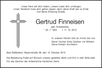 Anzeige von Gertrud Finneisen von MGO