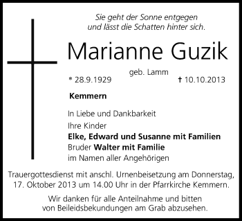 Anzeige von Marianne Guzik von MGO