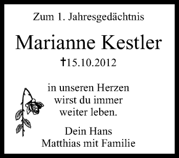 Anzeige von Marianne Kestler von MGO