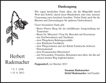 Anzeige von Herbert Rademacher von MGO