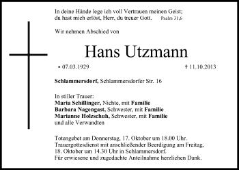 Anzeige von Hans Utzmann von MGO