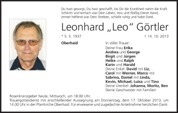 Anzeige von Leonhard Görtler von MGO
