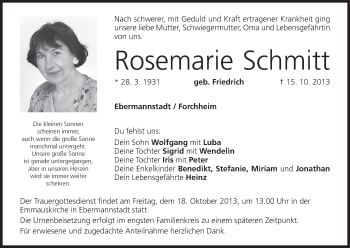 Anzeige von Rosemarie Schmitt von MGO