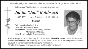 Anzeige von Julitta Bolibruch von MGO