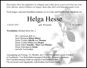 Anzeige von Helga Hesse von MGO