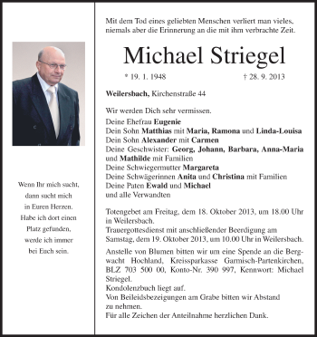 Anzeige von Michael Striegel von MGO