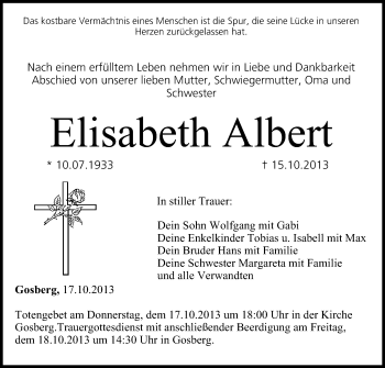 Anzeige von Elisabeth Albert von MGO