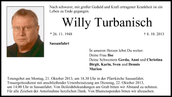 Anzeige von Willy Turbanisch von MGO