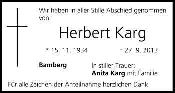 Anzeige von Herbert Karg von MGO