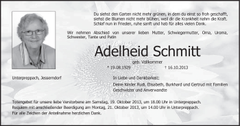 Anzeige von Adelheid Schmitt von MGO
