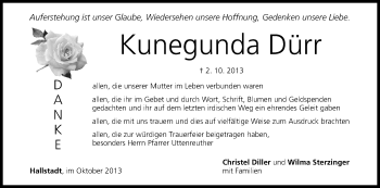 Anzeige von Kunegunda Dürr von MGO